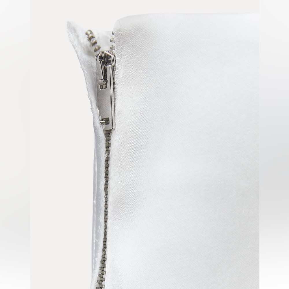 Zara Satin Effect High Waist Midi Skirt Back slit Oyster White Thick NWT - Picture 11 of 16